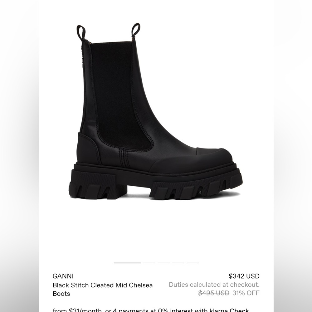 Ganni Black Stitch leather Cleated Chelsea boots